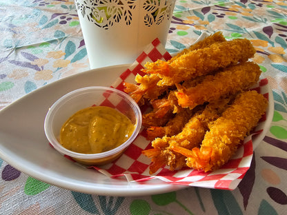 NO. 68 Torpedo Shrimp (12) with choice of Thai sweet chilli, Pineapple & Curry or Honey Mustard sauce