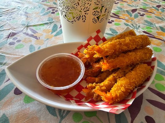 NO. 68 Torpedo Shrimp (12) with choice of Thai sweet chilli, Pineapple & Curry or Honey Mustard sauce